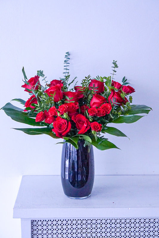 Scarlet Rose Vase Arrangement