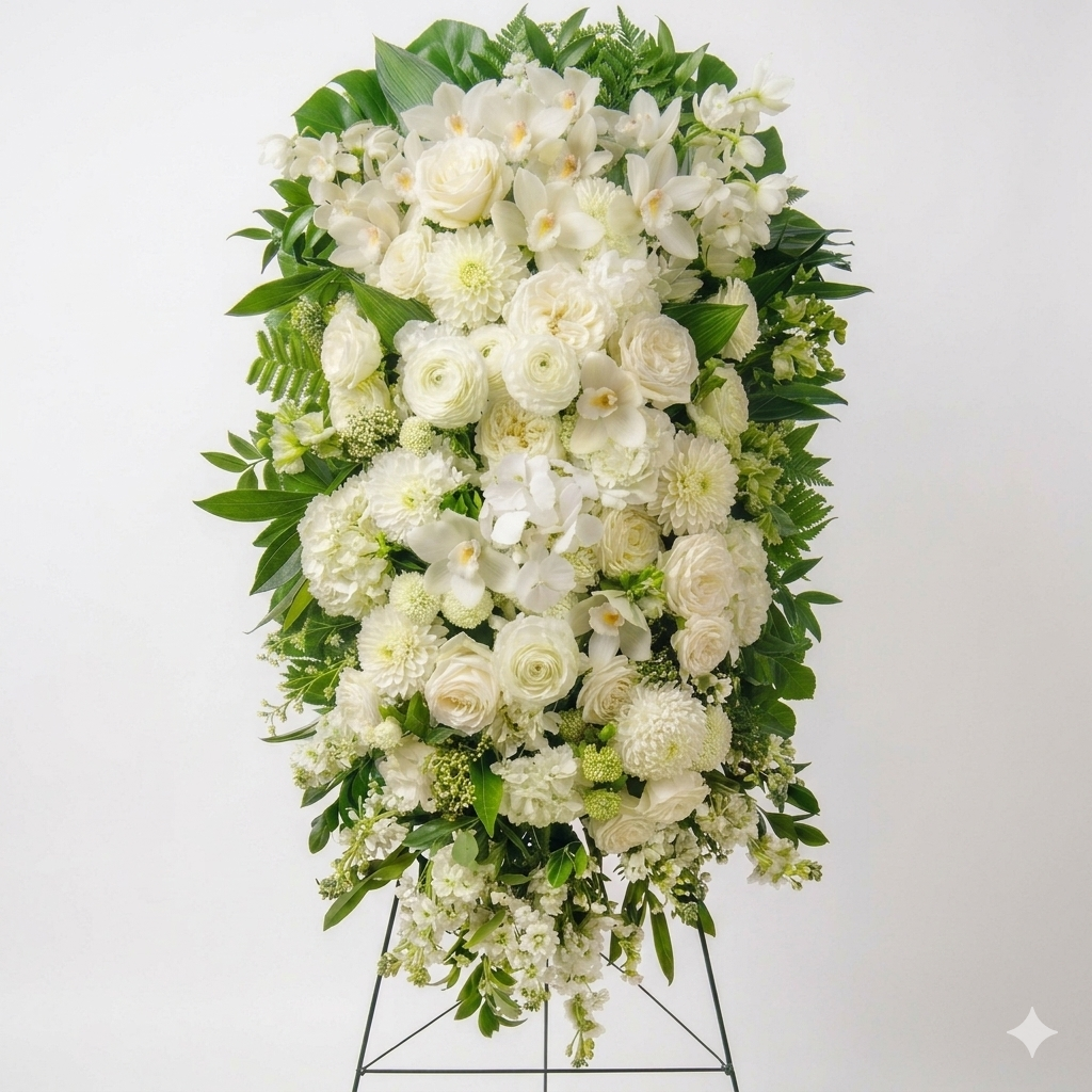 White and green standing spray  | The Flower Nook Toronto Florist